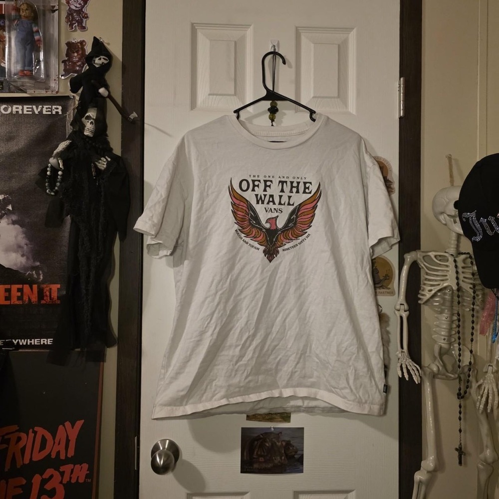 Vans White 'Off The Wall' Tee with Colorful Wing Graphic